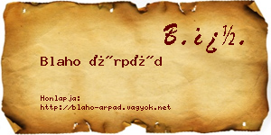 Blaho Árpád névjegykártya