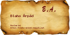 Blaho Árpád névjegykártya